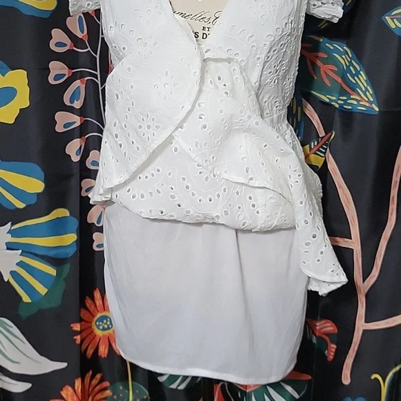 Japna White Eyelet Wrap Midi Dress - Picture 8 of 14